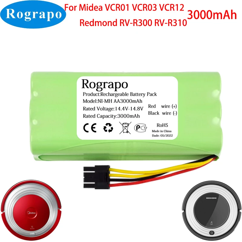 New 3000mah Battery For Midea Vcr01 Vcr03 Vcr12 Midea R1l083b R1l081a