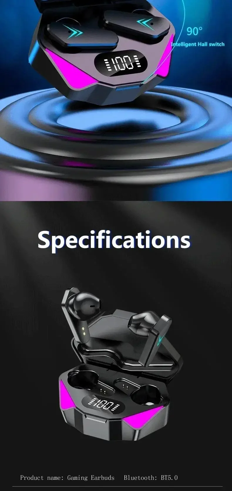 TWS-X15 ゲーミングワイヤレスイヤホン X15 TWS Wireless Bluetooth Headset LED Display Gamer Earbuds