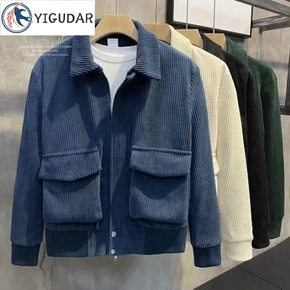 

Men's Corduroy Jacket Korean Fashion Casual Jacket Spring and Autumn Street Fashion Men's Jacket Handsome Lapel Jacket 2023