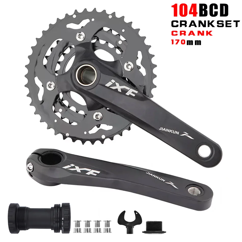 IXF MTB 자전거 크랭크셋 자전거 중공 통합 크랭크 개조된 단일 디스크 104BCD 32 34 36 38 40 42T, 크랭크셋 하단 브래킷