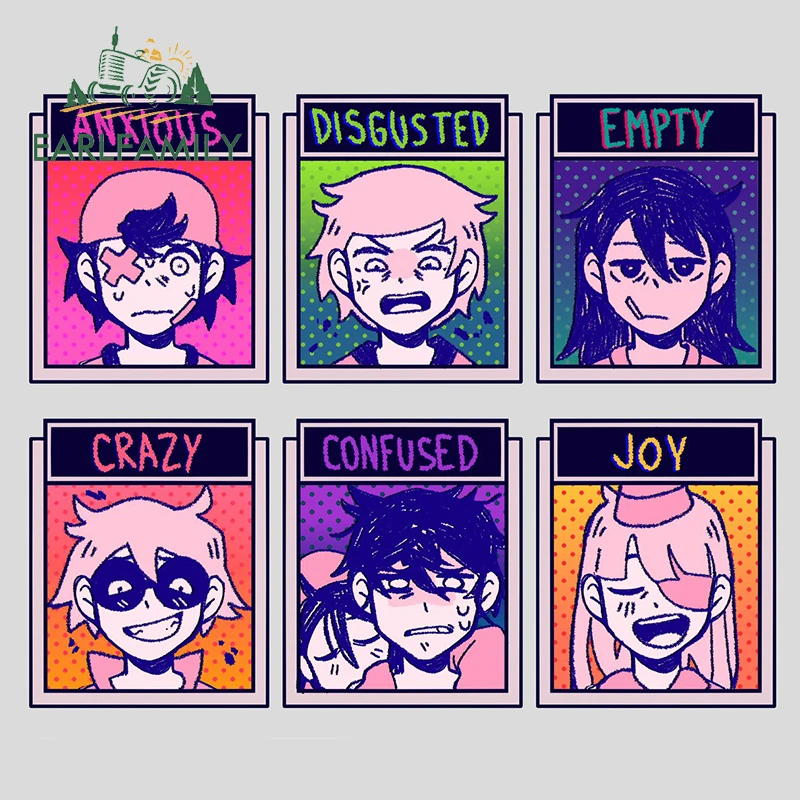 

EARLFAMILY 13 см для персональных автомобильных наклеек Omori, защитная наклейка на дверь автомобиля, наклейка на окклюзию с царапинами, холодильник, креативный декор для ноутбука