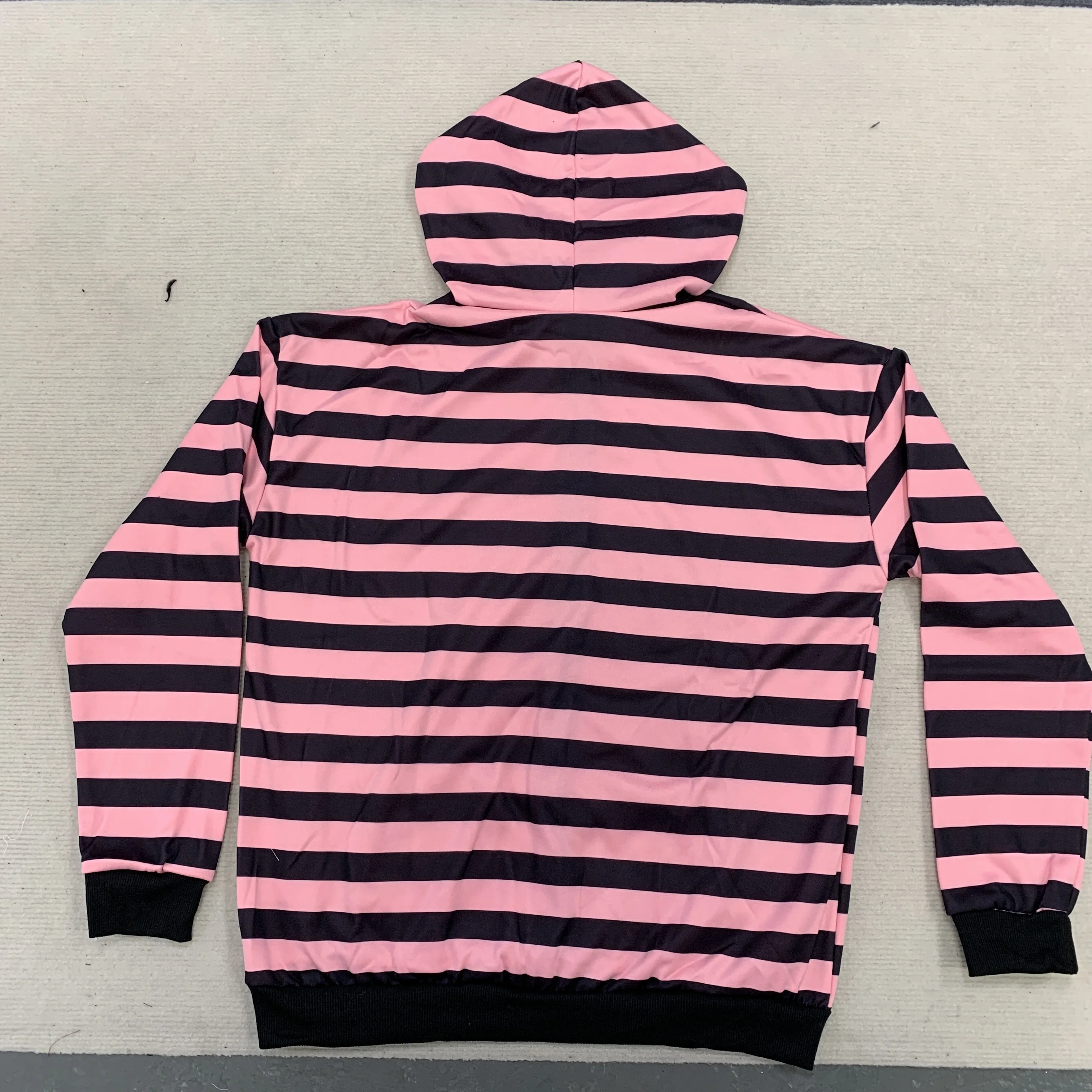 Pink and Black Striped Hooded Zipper Jacket, Spring and Summer Hooded Cardigan, Loose Zipper, Couple's Casual Hip-Hop Style