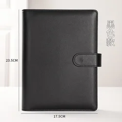 Compact PU Leather Binder Wallet with Magnetic Closure, Refillable 6 - Ring Planner Cover (A5 Black)