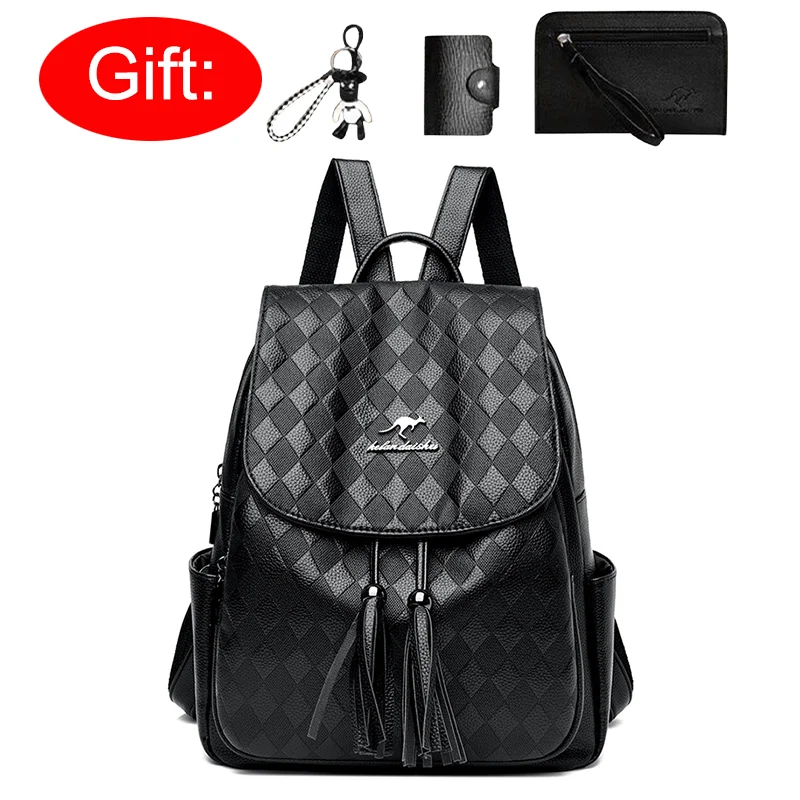 

Women's Backpack Diamond Patterned Tassel Backpack Women's Large Capacity Fashion Bag Women's Leisure Travel Bag