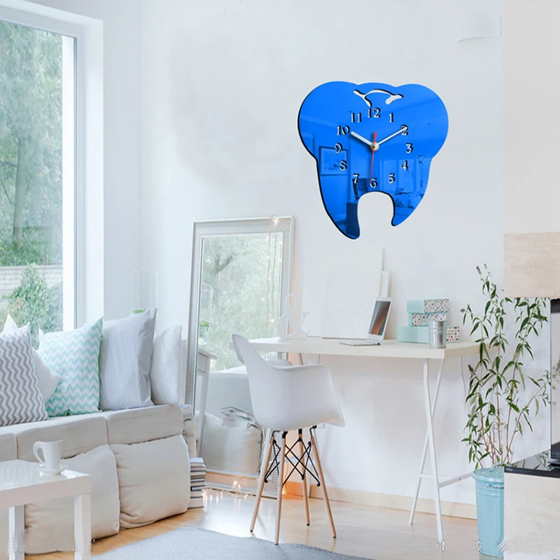 Modern Acrylic Wall Clocks Non Ticking Arabic Number Tooth Clock Mirror Effect Home Decoration Bedroom Kitchen