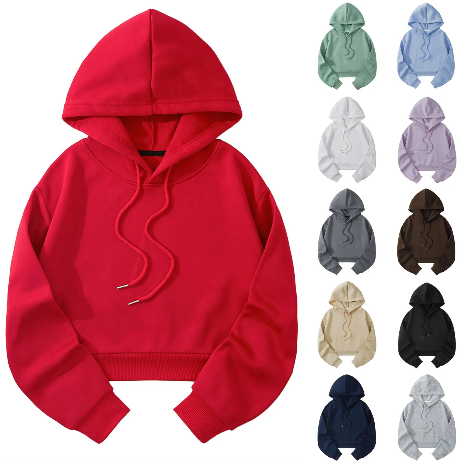 

Y2k Short Hoodies Sweatshirts Women'S Loose Pullover Blouse Long-Sleeve Warm Top Spring Autumn Streetwear Dropshipping Wholesale