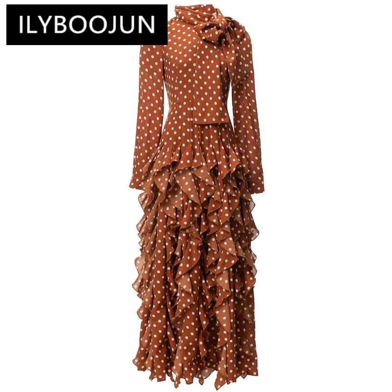 Vsadsau Women's Floral Print Maxi Dress - Stand Collar, Long Lantern Sleeves, Belted A-Line Bohemian Dress - View #5