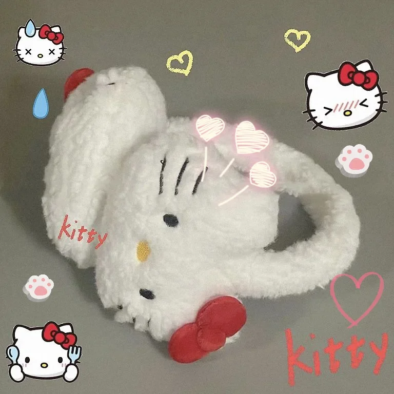 

New HelloKittys Stuff Kids Plush Earmuffs Warm Ear Covers Autumn Anime Aldult Winter Supplies Portable for Outdoor