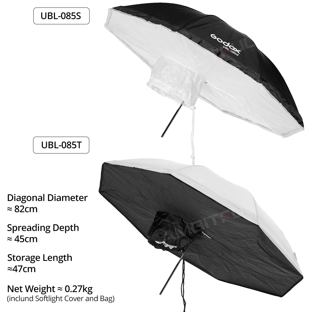 Godox UBL-085S UBL-085T 82cm 블랙 화이트 반사 조명 우산 + 디퓨저 커버