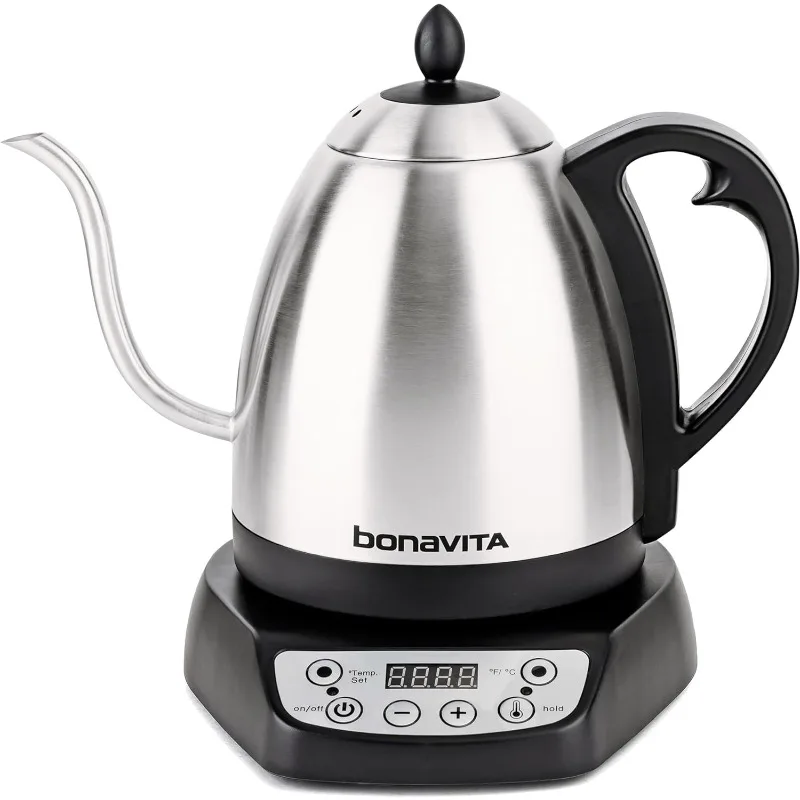 

Bonavita 1L Digital Variable Temperature Gooseneck Electric Kettle for Coffee Brew and Tea Precise Pour Control, 6 Preset Temps