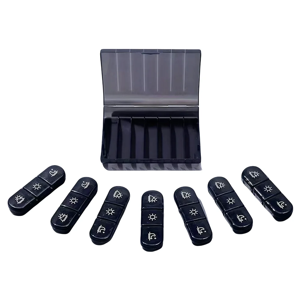 Vibrant 7-Day Pill Organizer with 21 Compartments - Portable and Durable Plastic Case