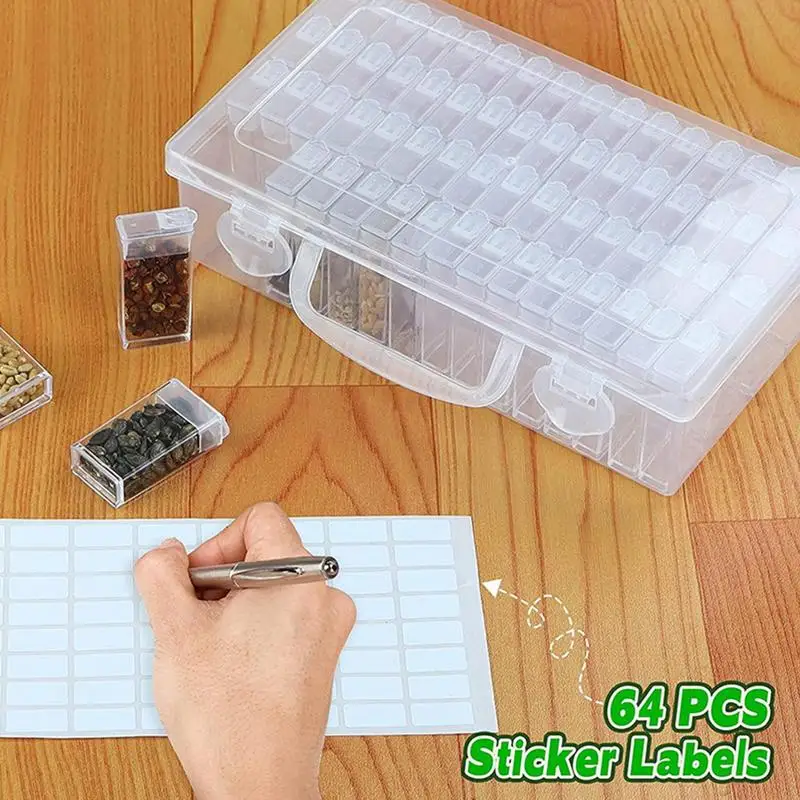 60 Slots Transparent Plastic Seed Storage Box Organizer With Label Stickers  Seed Container Storage Flower Vegetable Seeds