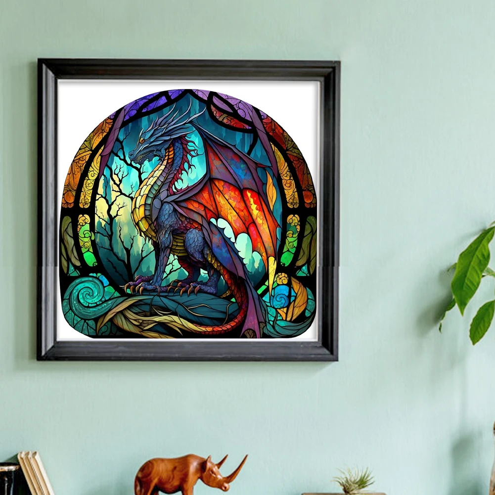 Stain Glass Pteranodon Cross Stitch Kit Printed Canvas Full Embroidery Eco-cotton Thread 11CT Home Decor Painting Embroidery Set