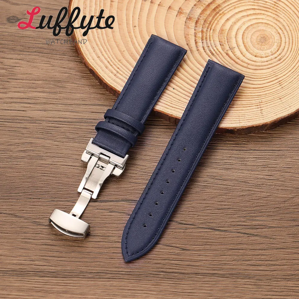 Unisex PU Leather Watch Strap with Stainless Steel Butterfly Buckle - Durable & Comfortable Replacement Wristband