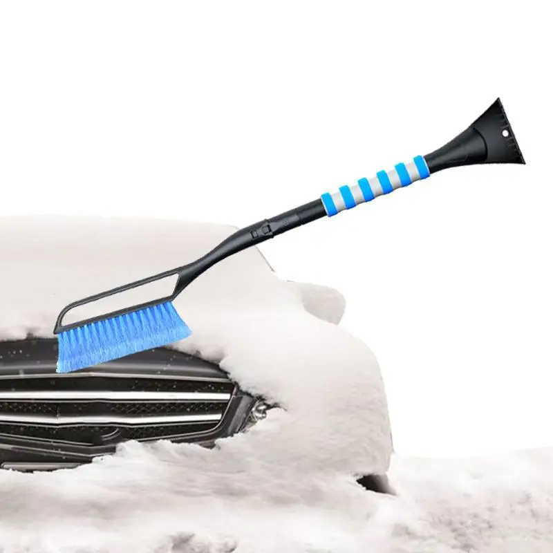 

Ice Scraper And Brush For Car 2-In-1 Snow Remover Tool Lightweight Large Ice Sweeper For SUV Or Truck With Foam Grip Blue And