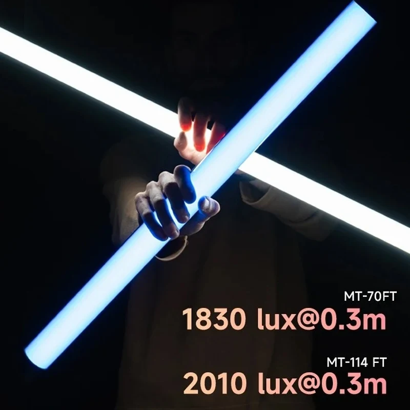 MIAOTU 70FT 114FT 튜브 라이트, RGBWW CCT 2000K-10000K LED 비디오 라이트 완드, 14 가지 효과, 앱 제어 사진 조명