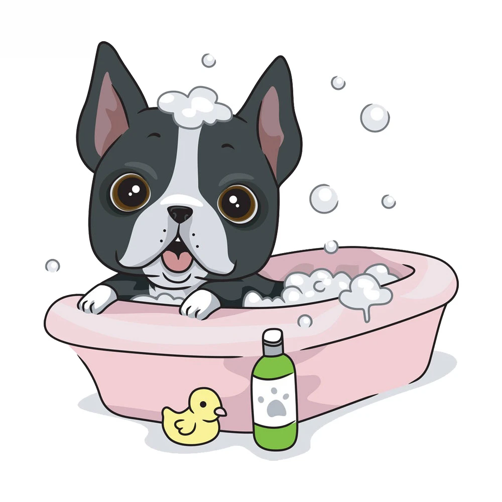 

Bath Dog Fun Cartoon Vinyl Decal Motorcycle Decorative Accessories Car Stickers 16.9cm*16.7cm