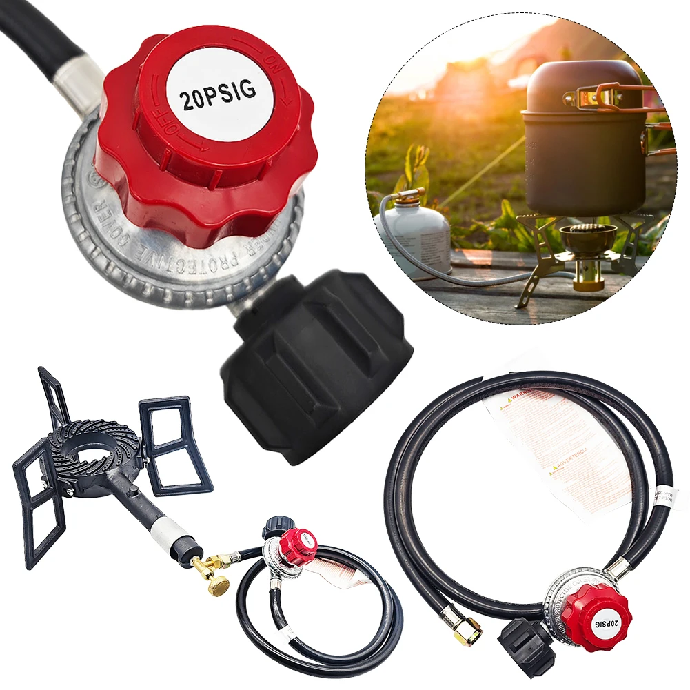 1.5FT High Pressure Propane Regulator and Hose 0-20 PSI Adjustable Grill Connector for Tabletop Grill Fire Pit Table Fish Fryer