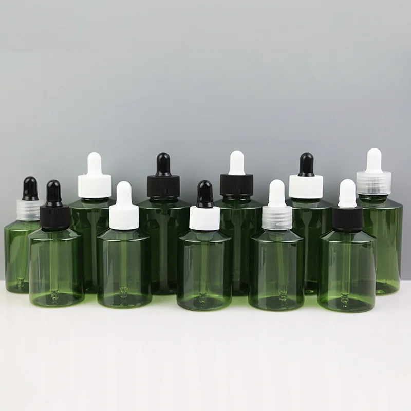

Essential Oil Bottle PET Plastic 10/30/50pcs 50ml Olive Green Beauty Cosmetic Dropper 100ml Serum Fragrance Package Containers