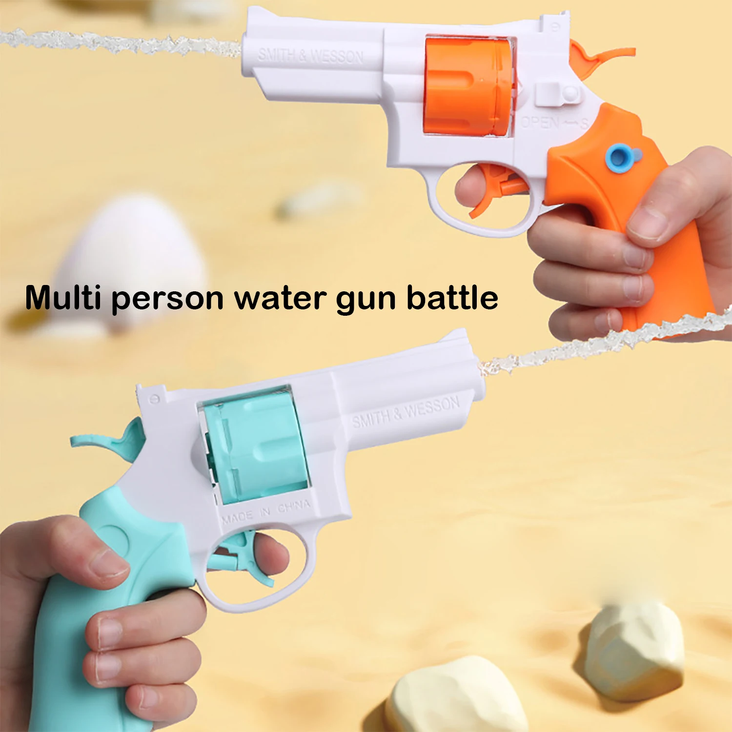 Children's revolver water gun mechanical continuous firing manual high-capacity beach water play outdoor water battle toy 6