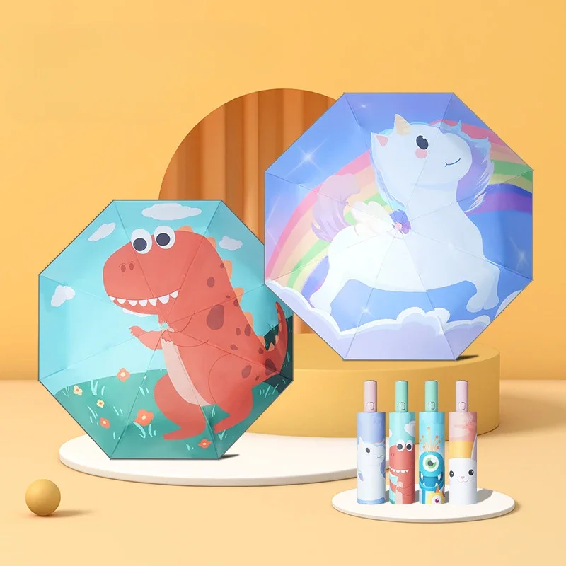 

Креативный детский зонт с милым рисунком, легкий виниловый Зонт с 8 косточками и светоотражающими полосками