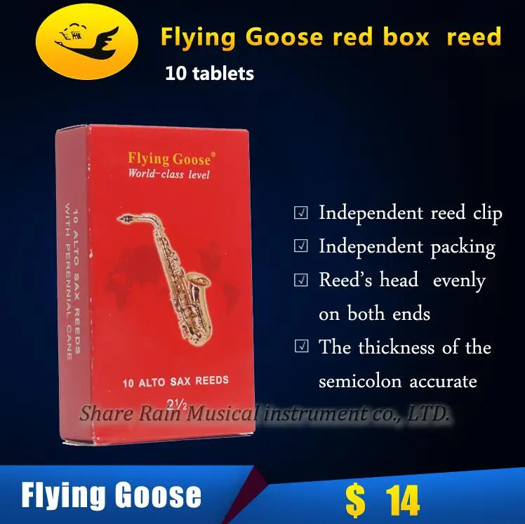 

2.5#,3.0# Independent packing of 10 Flying Goose red box Eb alto sax / alto saxphone reed