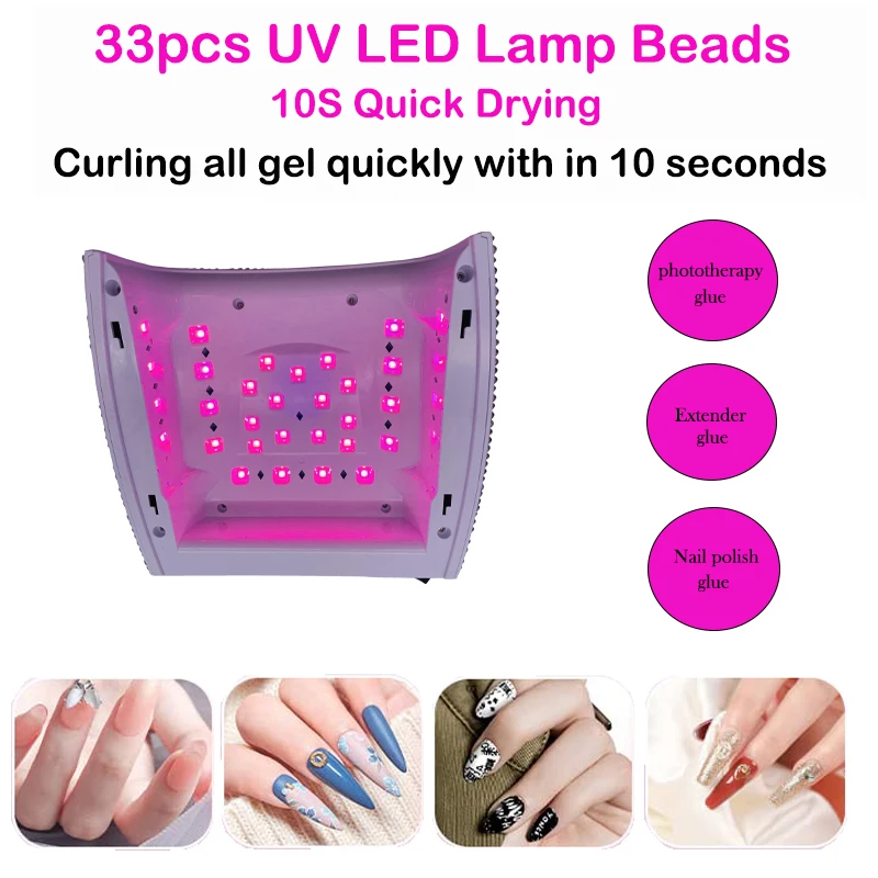 Nail Lamp with Rhinestones 66W UV LED Lamps for Nails Rechargeable UV Light For Nail Wireless Gel Polish Curling Manicure Tools 5