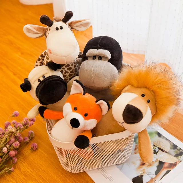 25CM Super Cute Stuffed Toys for Kids Sleeping Mate Jungle Animals Dolls Elephant Dog Tiger Fox Lion Giraffe Raccoon Monkey 2