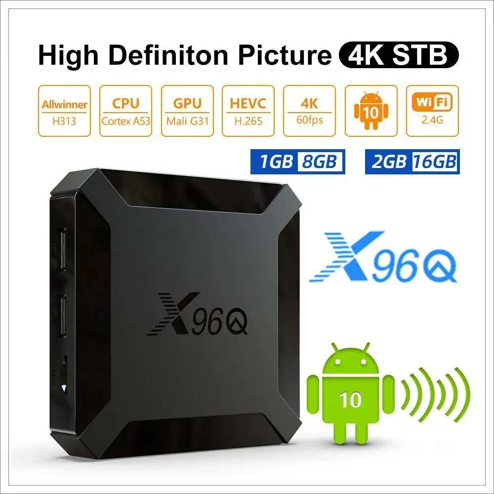 X96Q Android 10 TV Box Allwinner H313 2GB 16GB 2.4GHz WiFi 4K Media Player Google Gaming 3D Video Smart TV Set Top Box Pk H96max