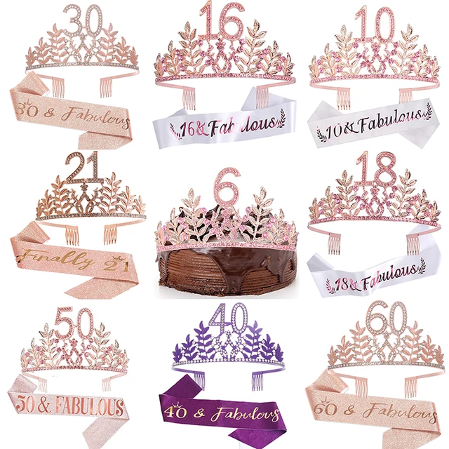 70th Birthday Decorations,Rose Gold Birthday Crown Headband Sash For Women 70th Birthday Gifts,Sash And Tiara 70th Birthday Presents,Balloon,Cake Topper,Candle,Crown Pin For Happy 70 Years Old Party
