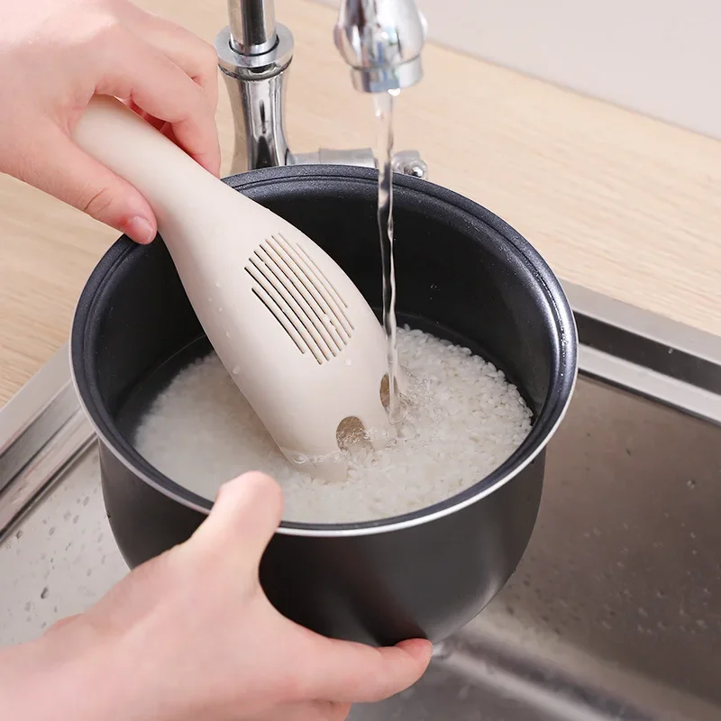 

1pcs Rice Sieve Spoon Kitchen Drain Colander With Handles Rice Bowl Strainer White Rice Washing Tools Sink Drain Household Tools