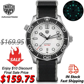 Watchdives-Nttd relógio com movimento automático, luminosos relógios cúpula, Sapphire Crystal relógio de pulso, NH35, 007 Titanium Style, BGW9, WD007