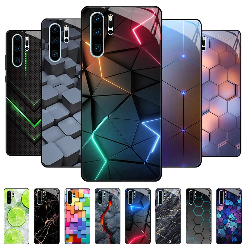 Luxury Tempered Glass Marble Painted Protective Case