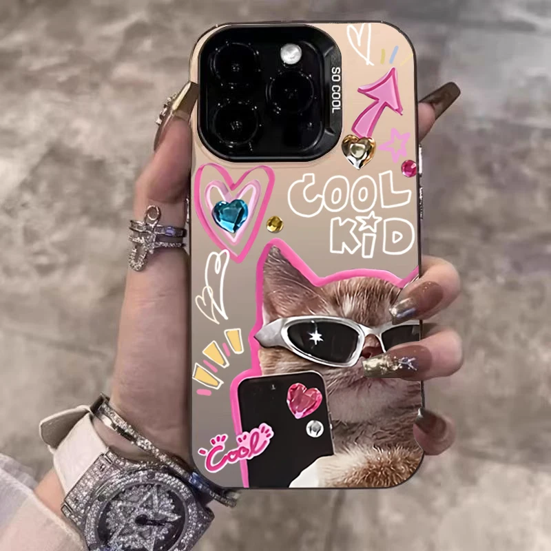 Stylish Cool Cat Electroplate Phone Case Cover