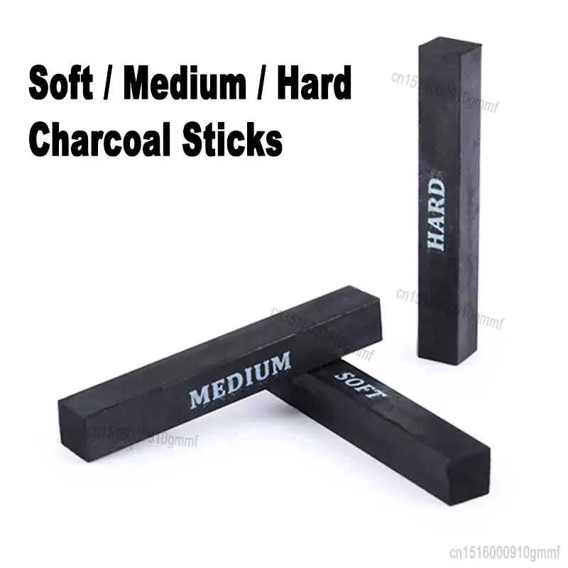 3Pcs Set Professional 10x10x65mm Art Sketch Compressed Charcoal Bars Sticks Rods Soft / Medium / Hard For Artist Drawing Supply images - 6