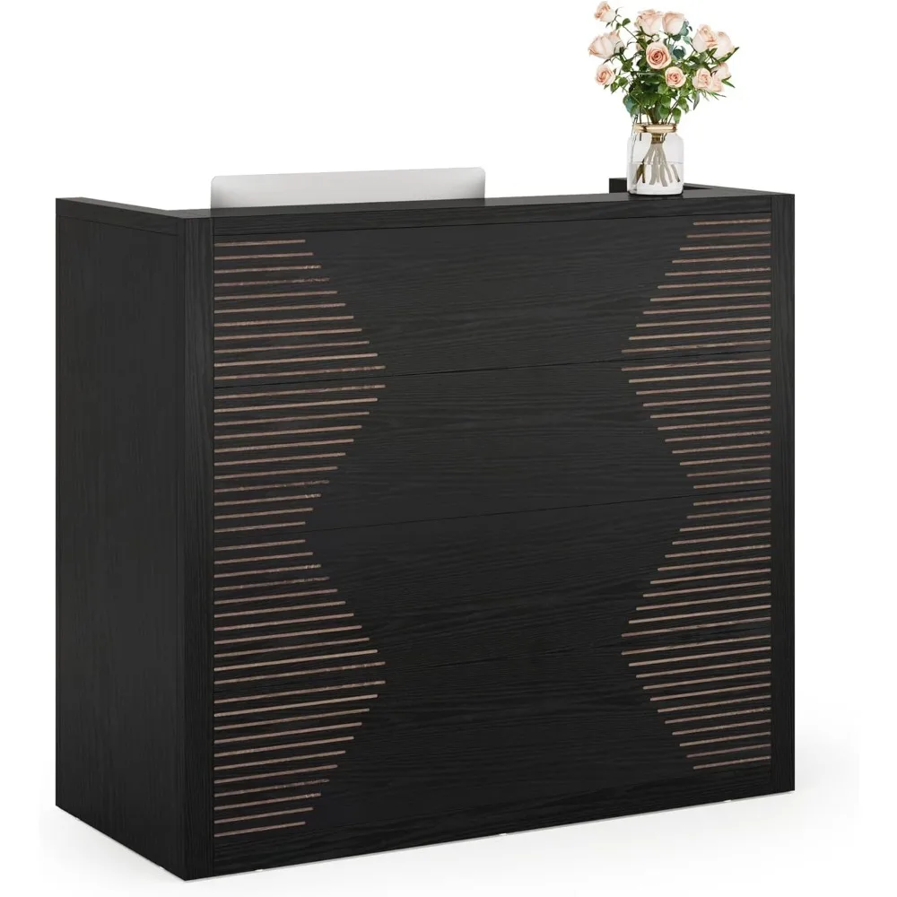 Reception Desk, Modern Front Desk with Counter, 47 Inch Small Retail Counter for Checkout, Lobby, Salon, Small Office, Reception