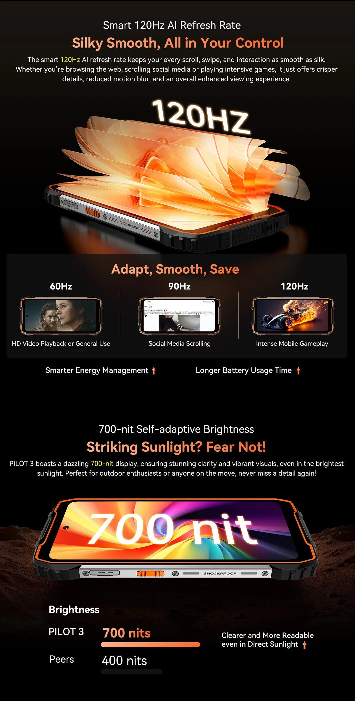 OSCAL PILOT 3 Rugged Smartphone [No EU Charger] Android 15 36GB (12+24) + 256GB 6.78"  7500mAh 120Hz 33W 50MP+32MP+20MP NFC