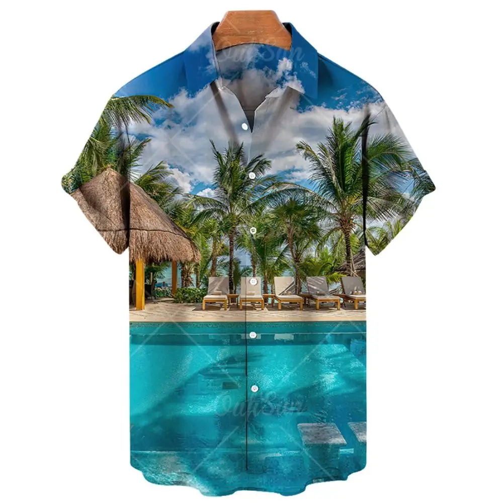 Men's Hawaiian shirts Summer beach vacation shirt Unisex men and women's daily clothing Fashion casual outdoor short sleeved top