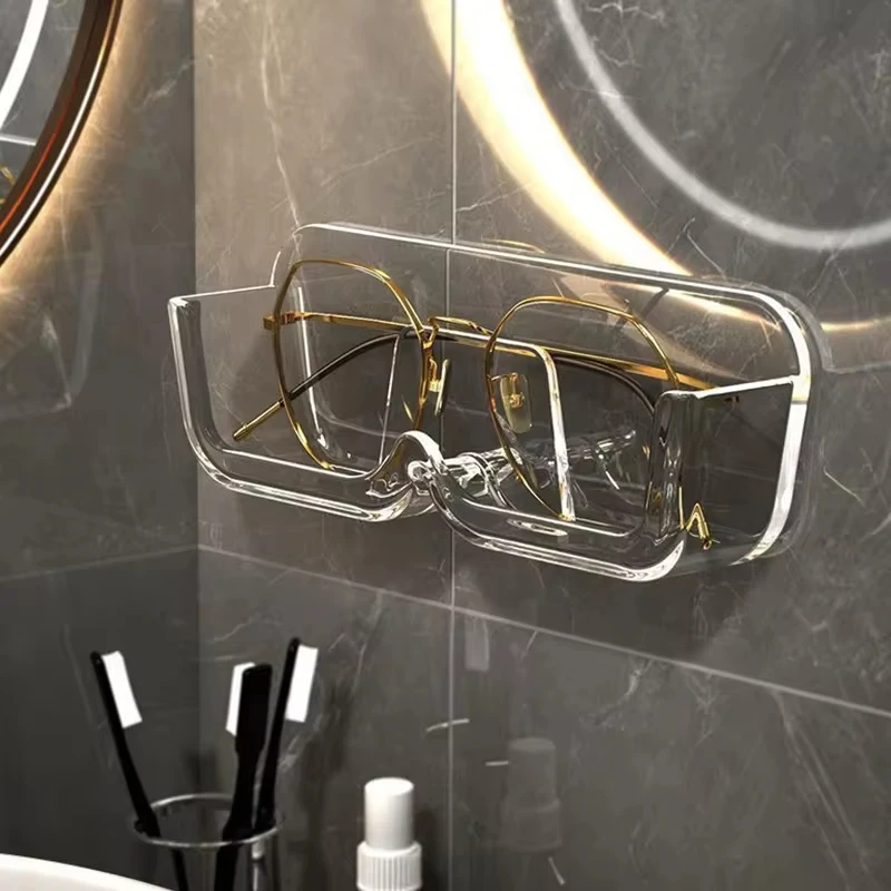High End Glass Display Cabinet Glasses Storage Box Wall Mounted Perforated Free Sunglasses Storage Rack Sunglass Home Tidying 4
