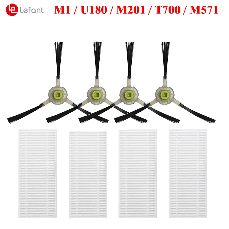 Robô Aspirador Parte Acessório Escovas Laterais e Filtros Hepa para Lefant m1 U180 M201 T700 M571 Okp k8 k7
