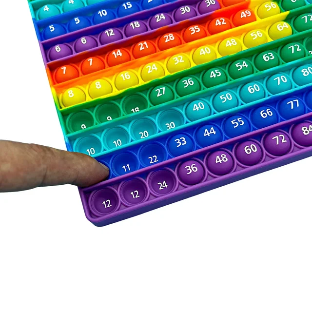 12x12 & 12+12 Multiplication Addition Math Game Pop Toys, Rainbow Silicone Both Sides Times Table Educational Toy Gifts for Kids 6