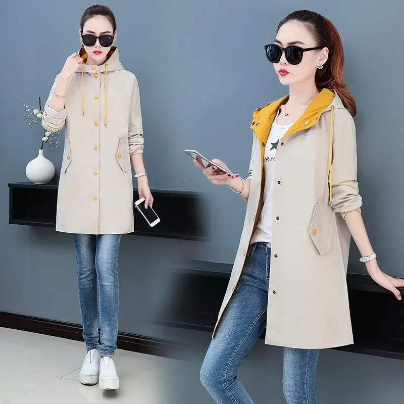 

Windbreaker Women's Mid-length Spring and Autumn Popular Women's Early Autumn Casual Wild Coat