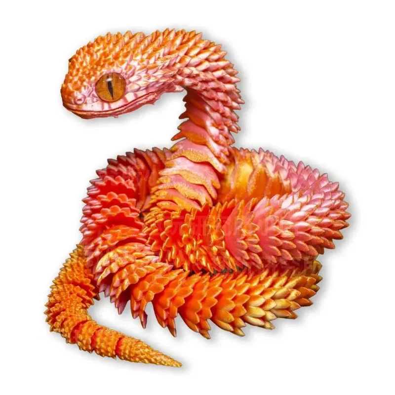 3D-gedruckte Schlangen – Set Mit 3 Stück, Ca. 30 Cm, In Lila, Grün, Gold – Fidget-Spielzeug & Deko Für Büro & Zuhause