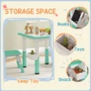 3 Pieces Height Adjustable Kids Table and Chairs for Daycare, Green 6