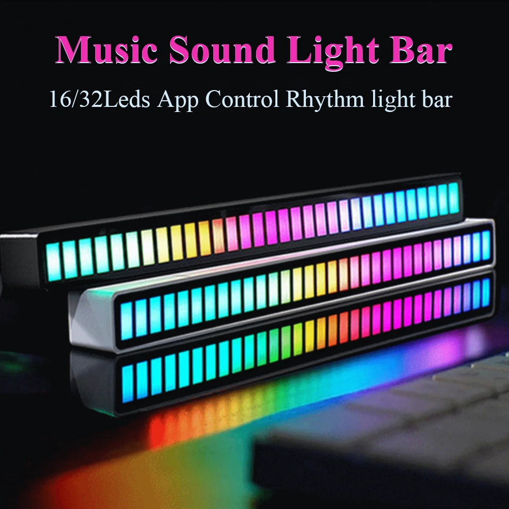 best night light FTOYIN Creative RGB Music Sound Light Bar 5V USB 16/32Led App Control Led Music Rhythm Night Lights Pickup Voice  Ambient Light dinosaur night light