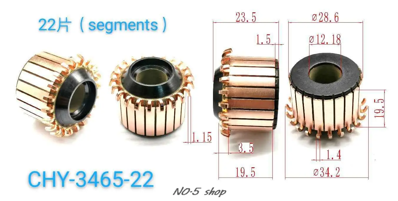 

10Pcs 28.6x12.18x19.5(23.5)x22P Copper Bars Electric Motor Commutator