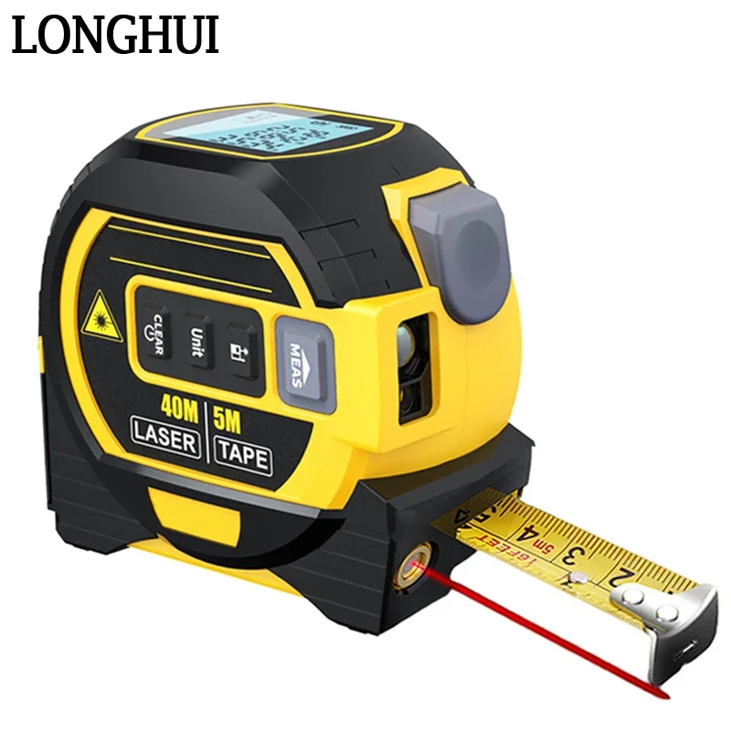 

3 In 1 Laser Rangefinder 5m Tape Measures Ruler LCD Display Distance Meter Measurement Device Area Volumes Surveying Equipment