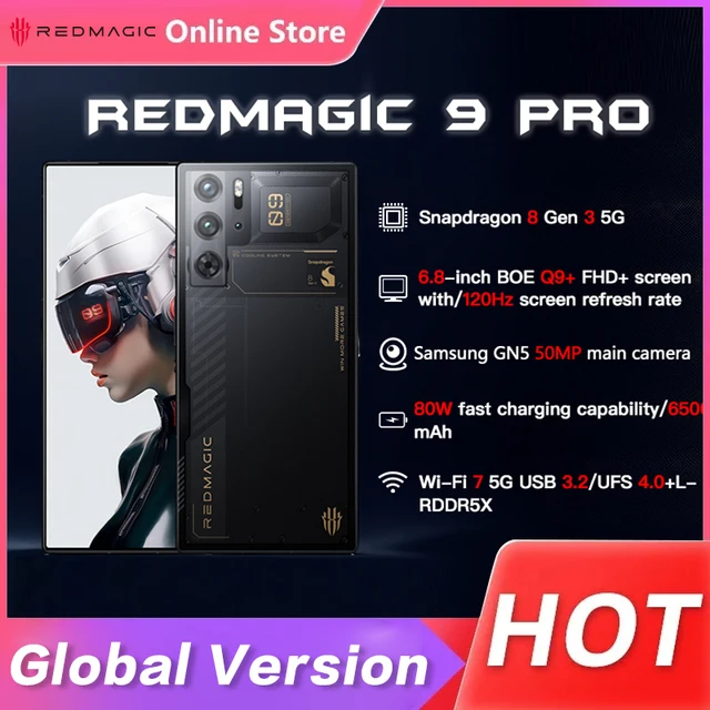 Global Version Redmagic 9 Pro Phone 6.8" Snapdragon 8 Gen 3 Full Screen 120Hz 80W Fast Charge 6500mAh Battery Smart Gaming Phone 1