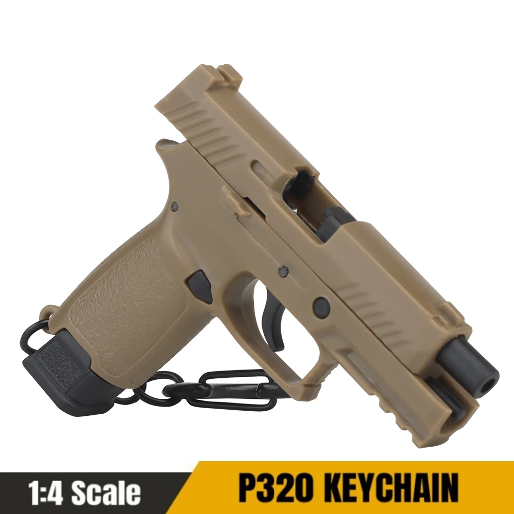 

P320-Sand Mini Gun Keychain 1:4 Miniature Gun Shape Pistol Keyring Pendant Ornament Gift for Army Fan Model Collection