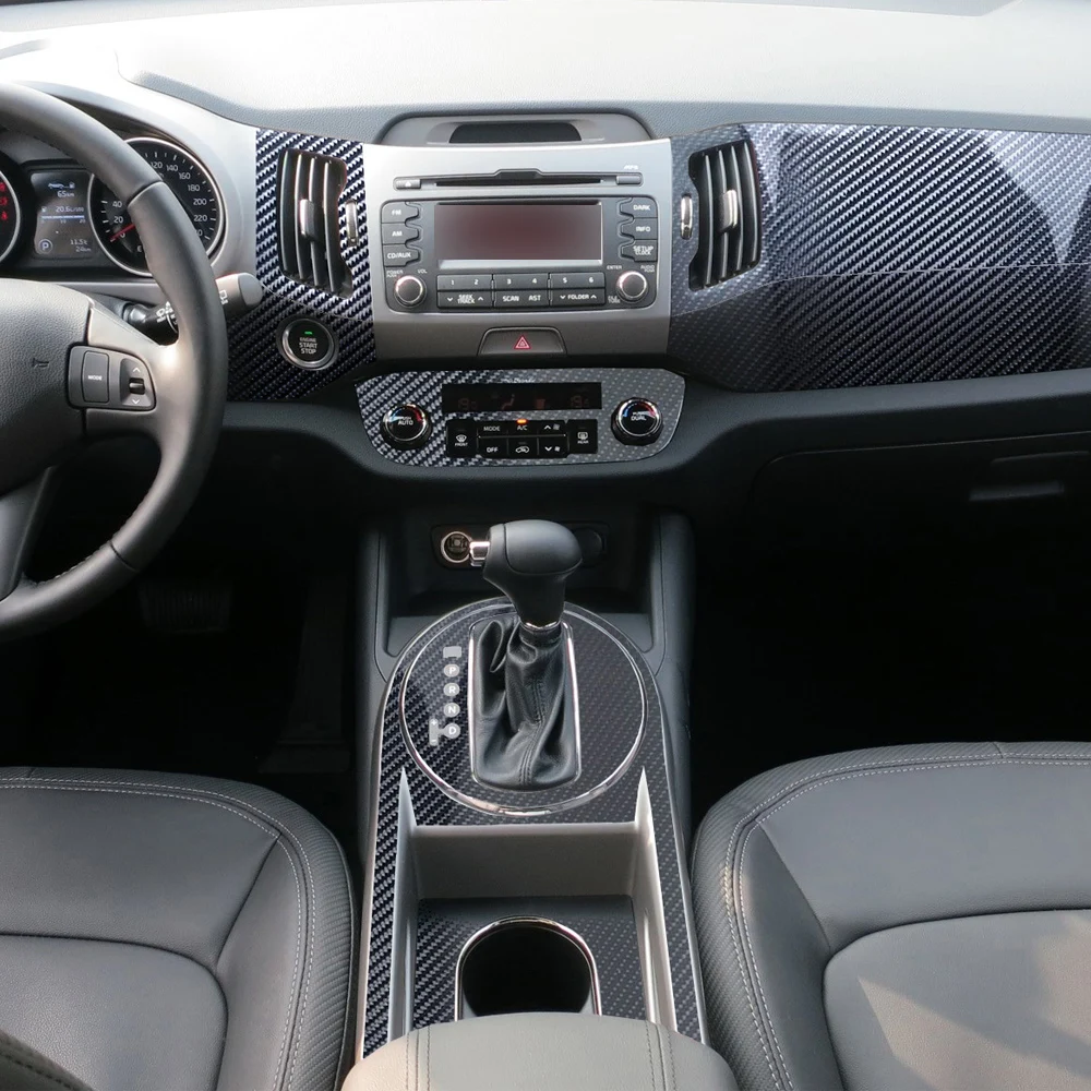 Kia Sportage R 2010-2016 용 탄소 섬유 자동차 필름 인테리어 스티커 센터 콘솔 기어 대시 보드 에어 도어 핸들 리프트 패널